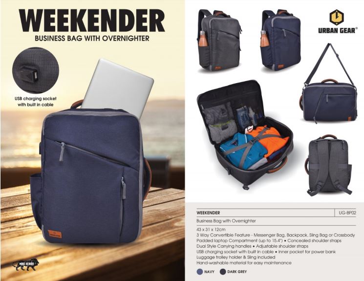 Weekender - Overnighter Business Bag (3 way convertible)