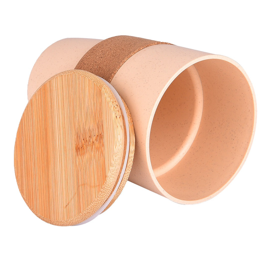 Eco Friendly Wheat Fiber Mug with Cork Grip & Bamboo Lid - 350 ML