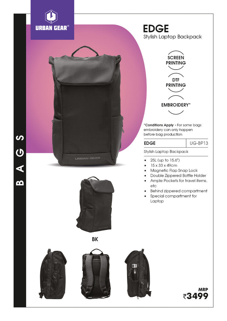 EDGE - Stylish Laptop backpack - Black