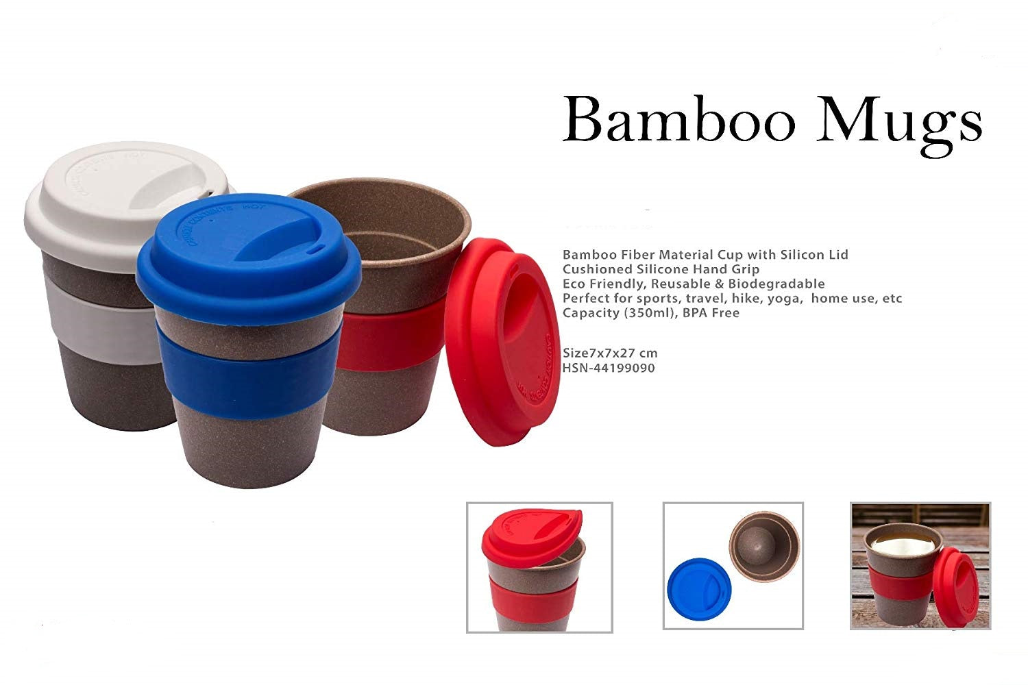 Eco Friendly, BPA Free Bamboo Fiber Mugs - 350 ML