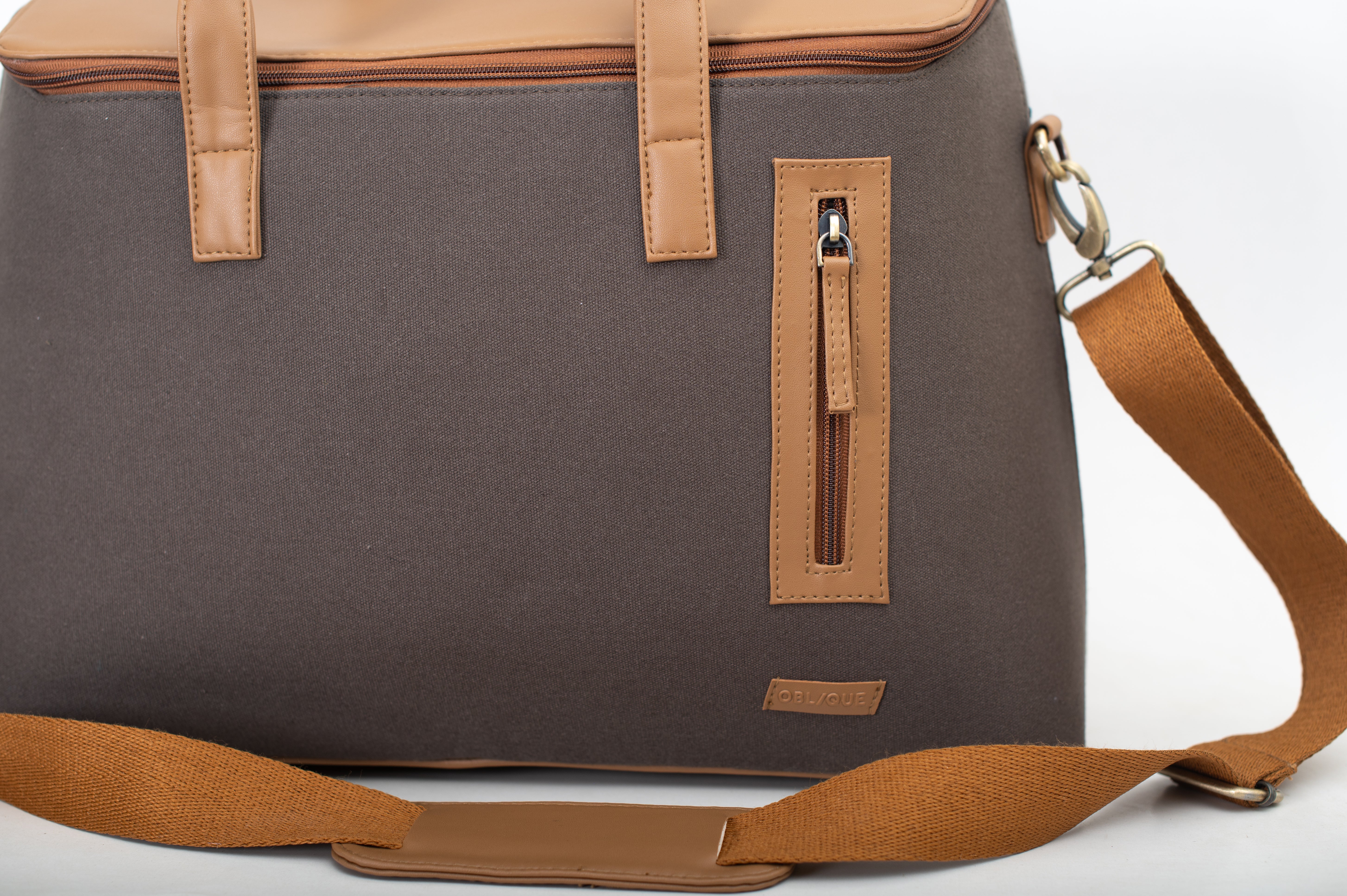 Flash - Duffle Bag with Laptop Compartment - Charcoal and Khaki