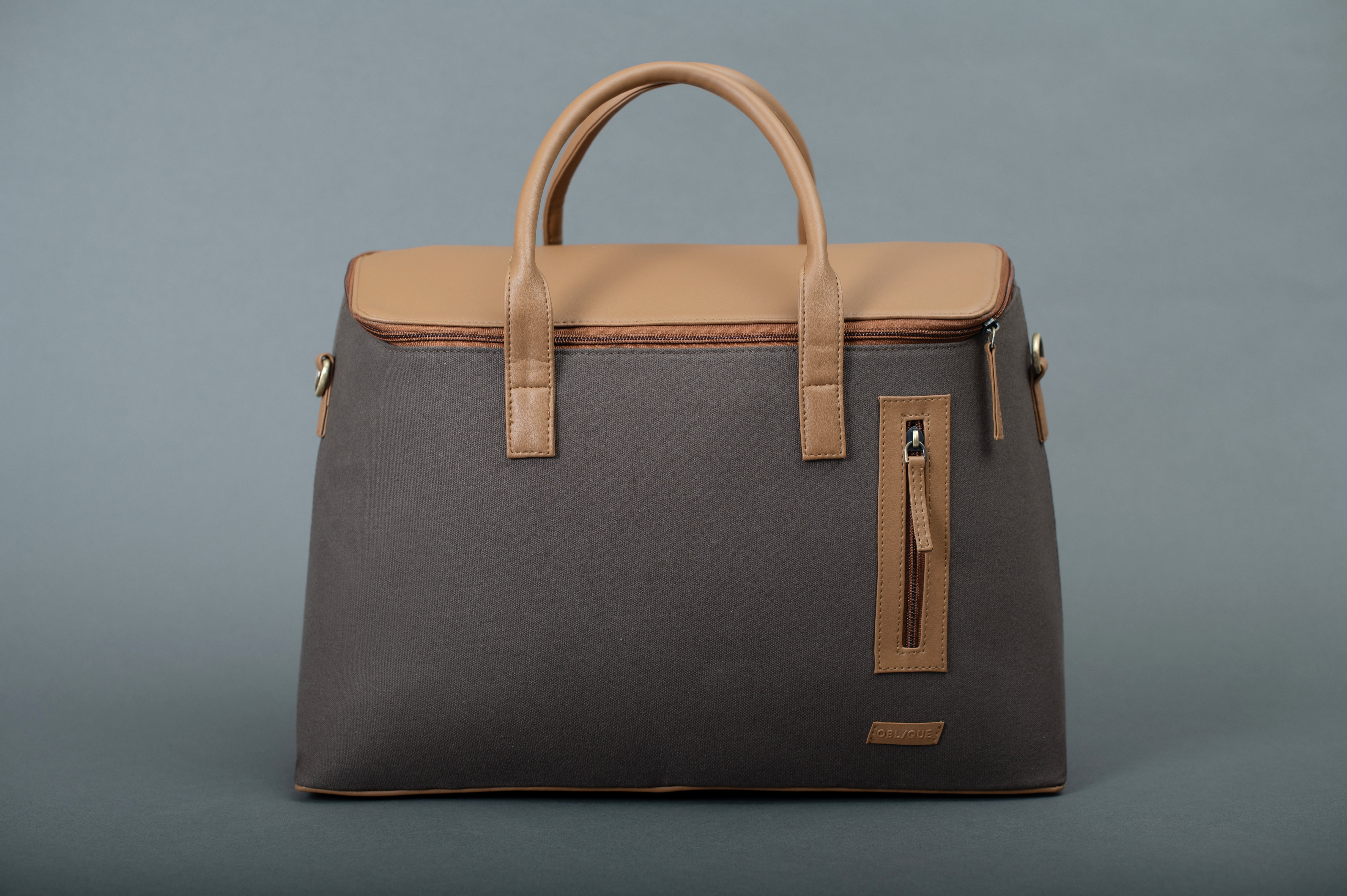 Flash - Duffle Bag with Laptop Compartment - Charcoal and Khaki