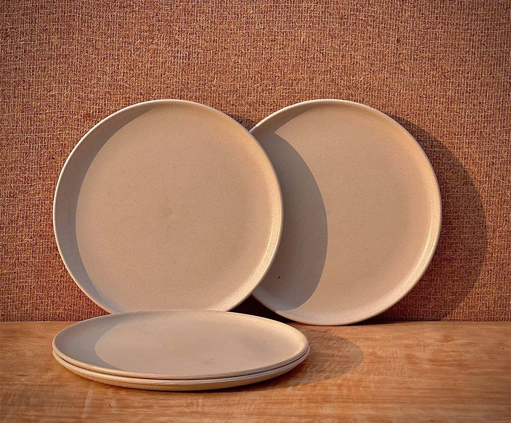 Eco-Friendly, BPA Free, Food Grade Bamboo Fiber Plates (10 Inch)(Set of 4 )