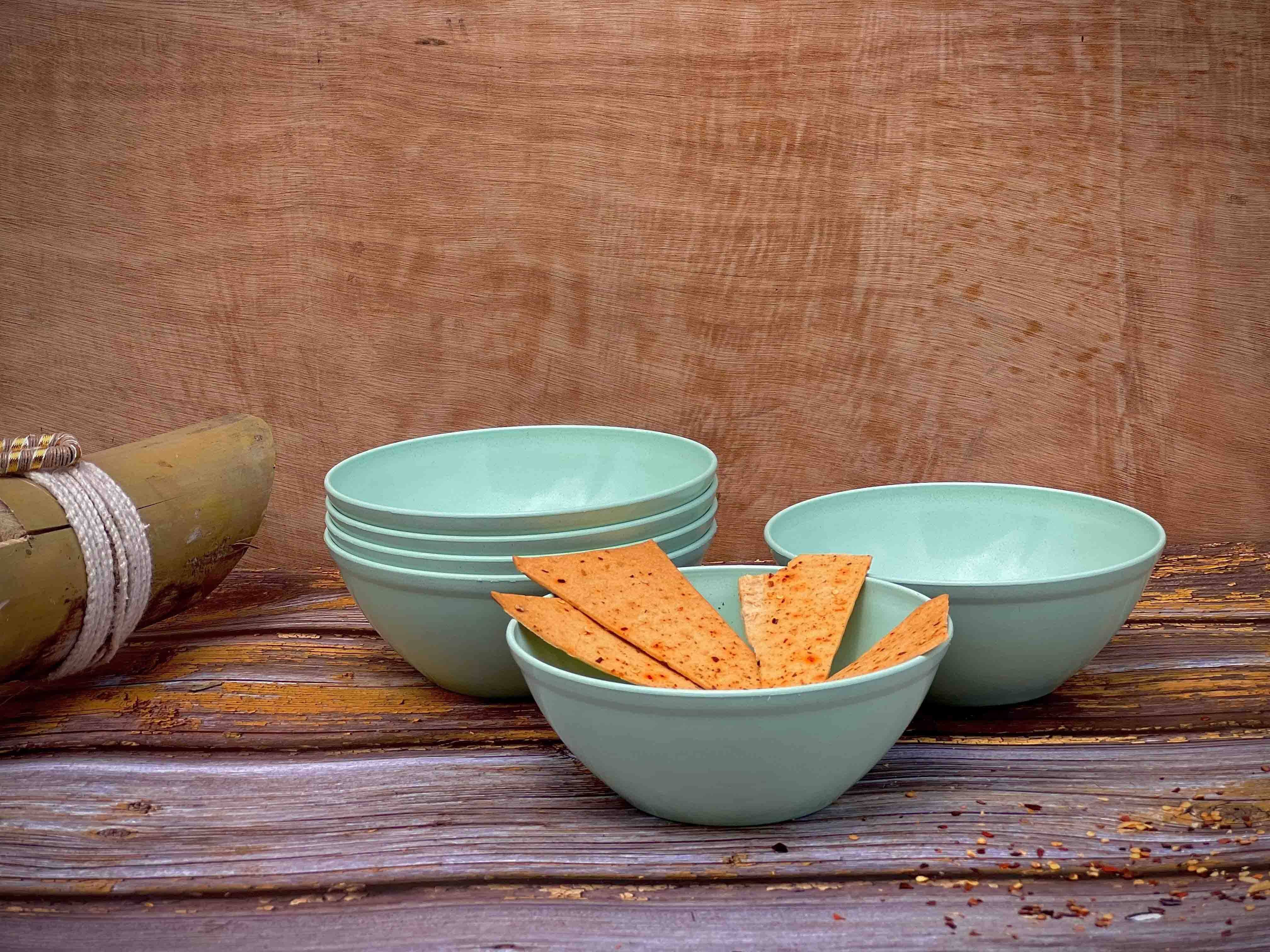 Eco-Friendly, BPA Free, Food Grade Bamboo Fiber Snack Bowls (Set of 6).