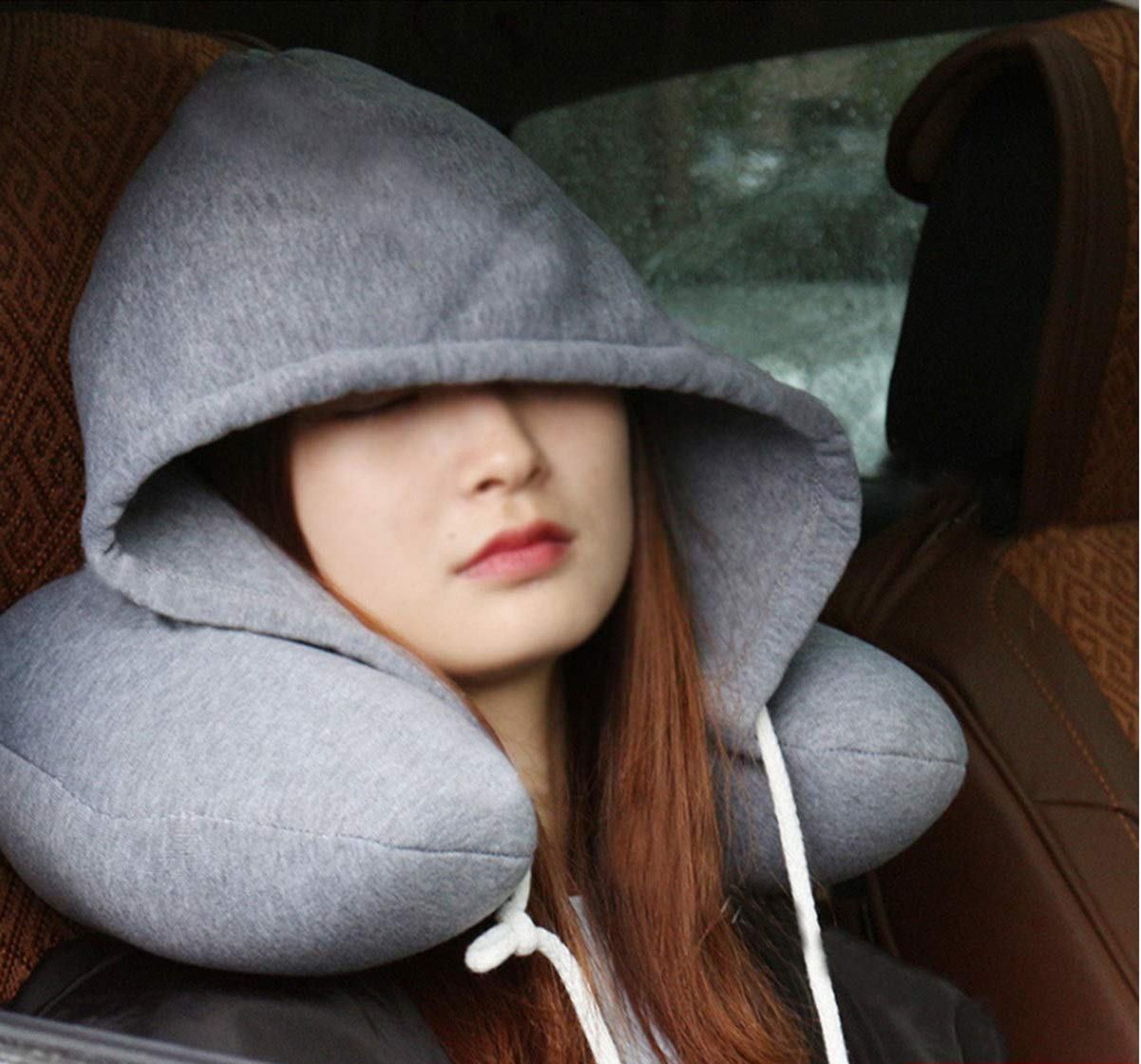 Soft Velvet Neck Pillow with Hoodie (Assorted Color)