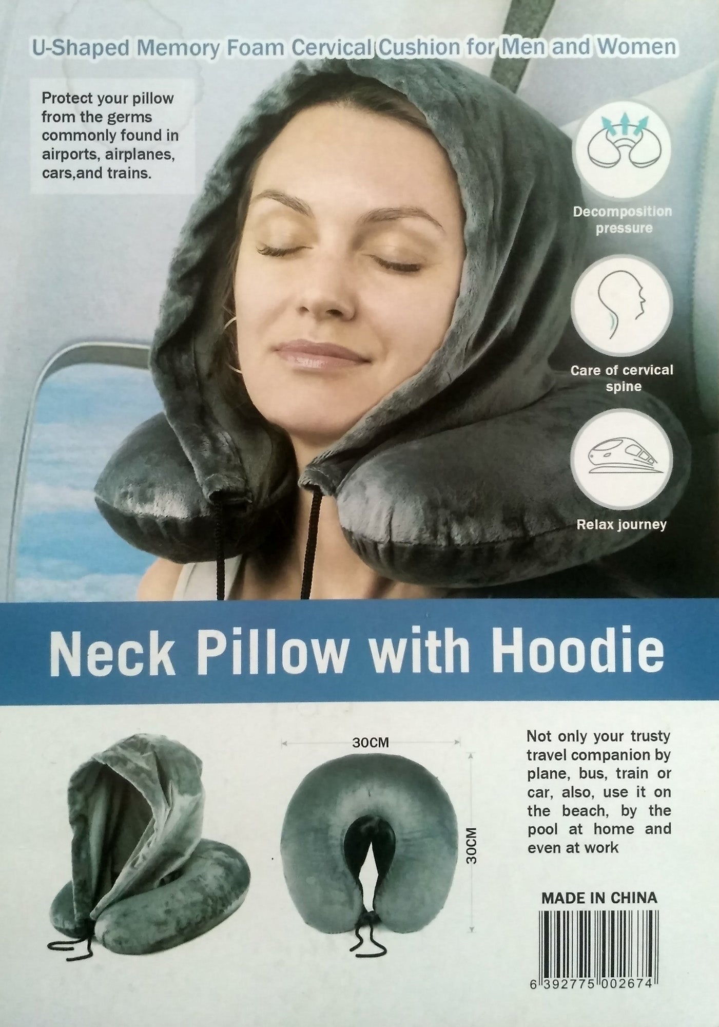 Soft Velvet Neck Pillow with Hoodie (Assorted Color)